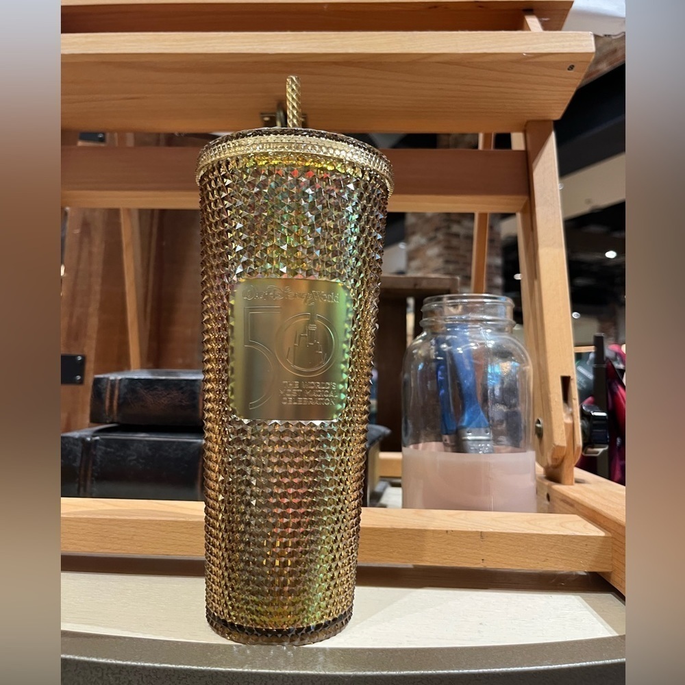Walt Disney World 50th Anniversary Gold Starbucks Tumbler